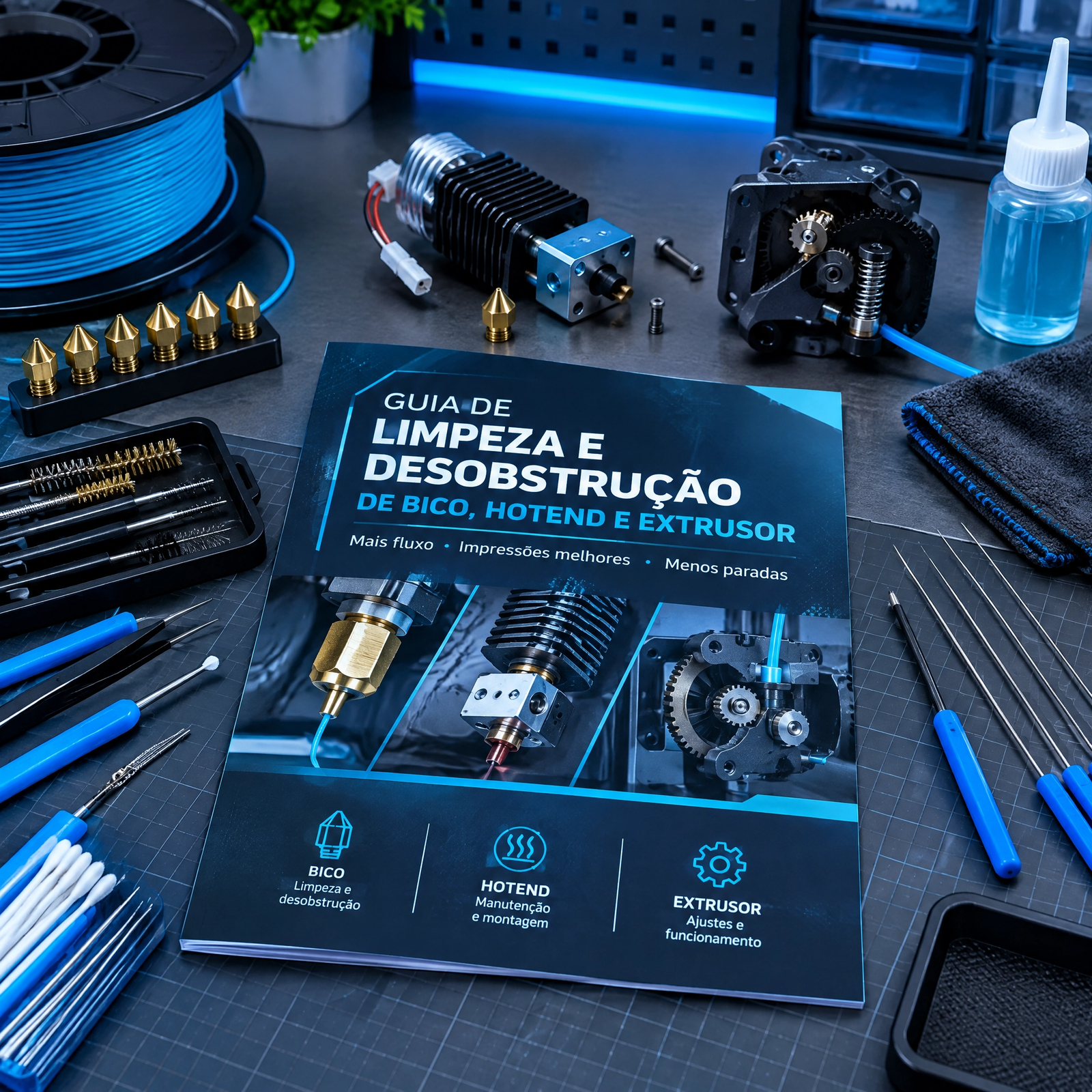 Bônus 4 - Guia de Limpeza e Desobstrução de Bico, Hotend e Extrusor