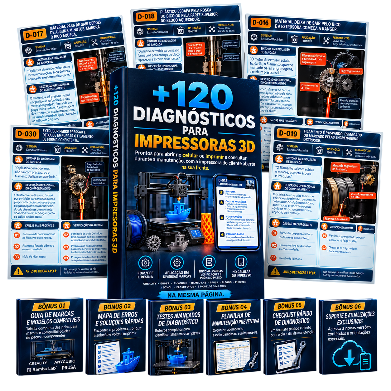 Mockup da Biblioteca de Diagnósticos para Impressoras 3D